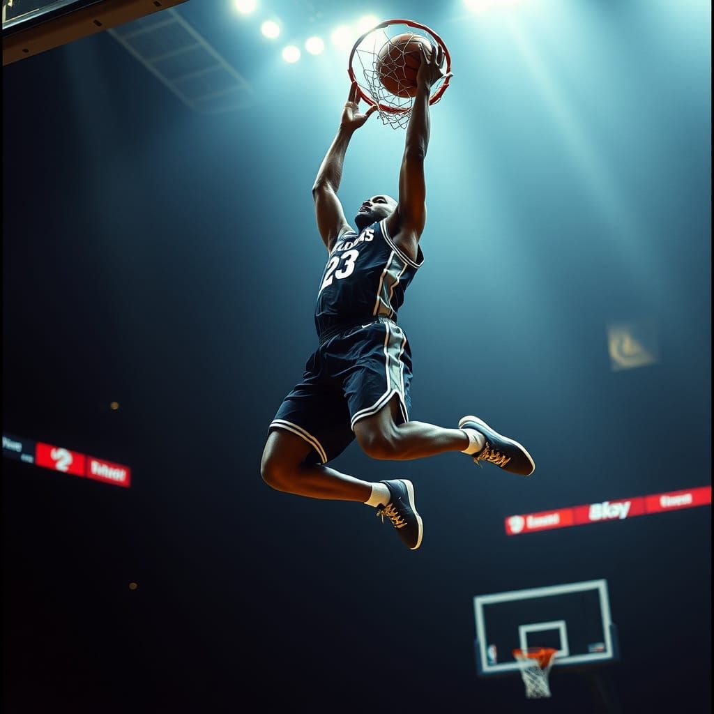 Dramatic Slam Dunk in Cinematic Style