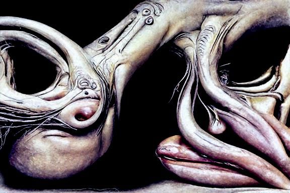 Skeksi Photograph in Giger and Dali Style