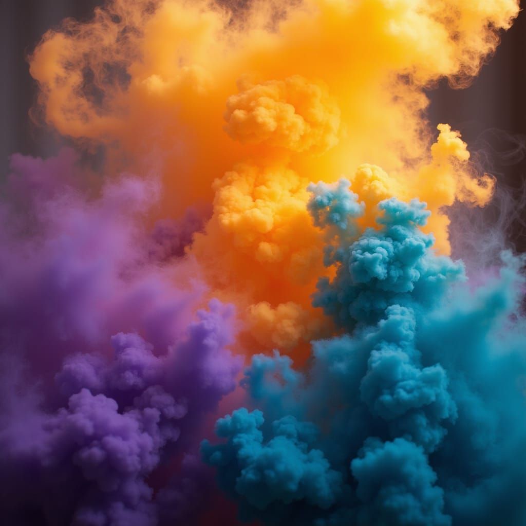 Smoky Amber Mists Erupt in Vibrant Chaos