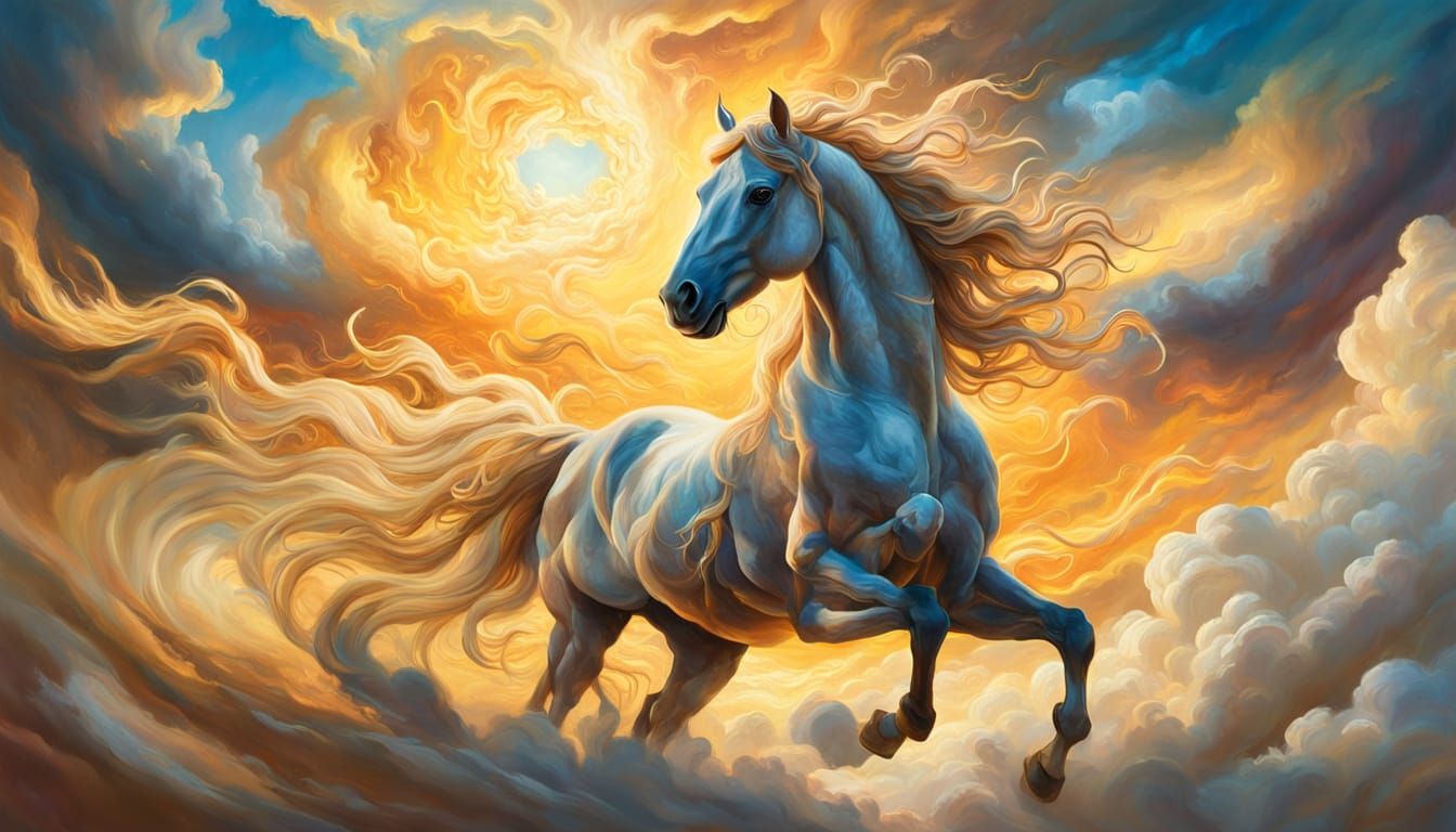 Surreal Horse Ride in Golden Sunlight