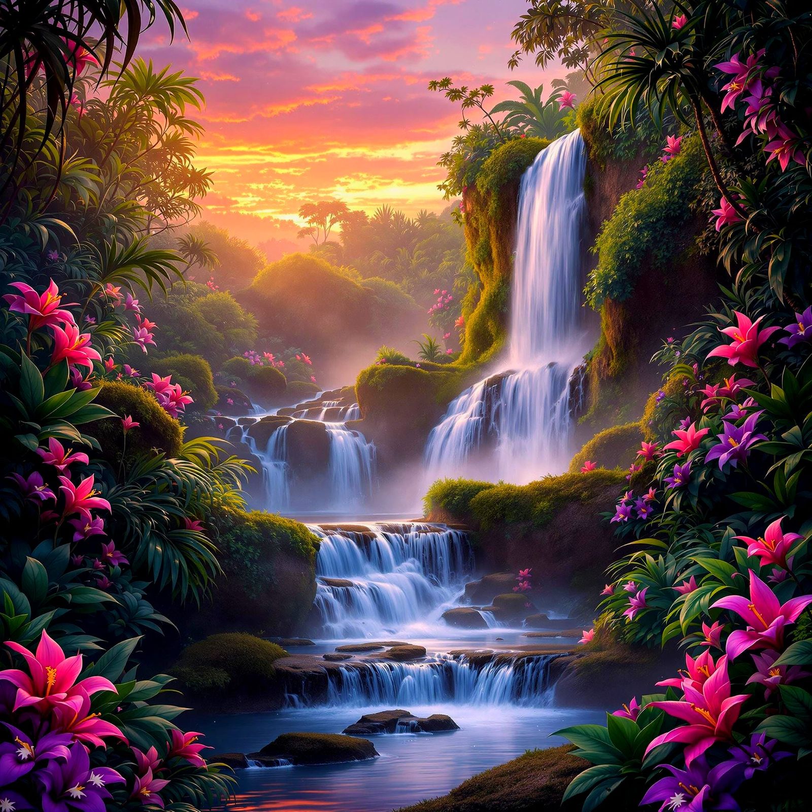 Vibrant Jungle Oasis in Hyperdetailed Photorealism