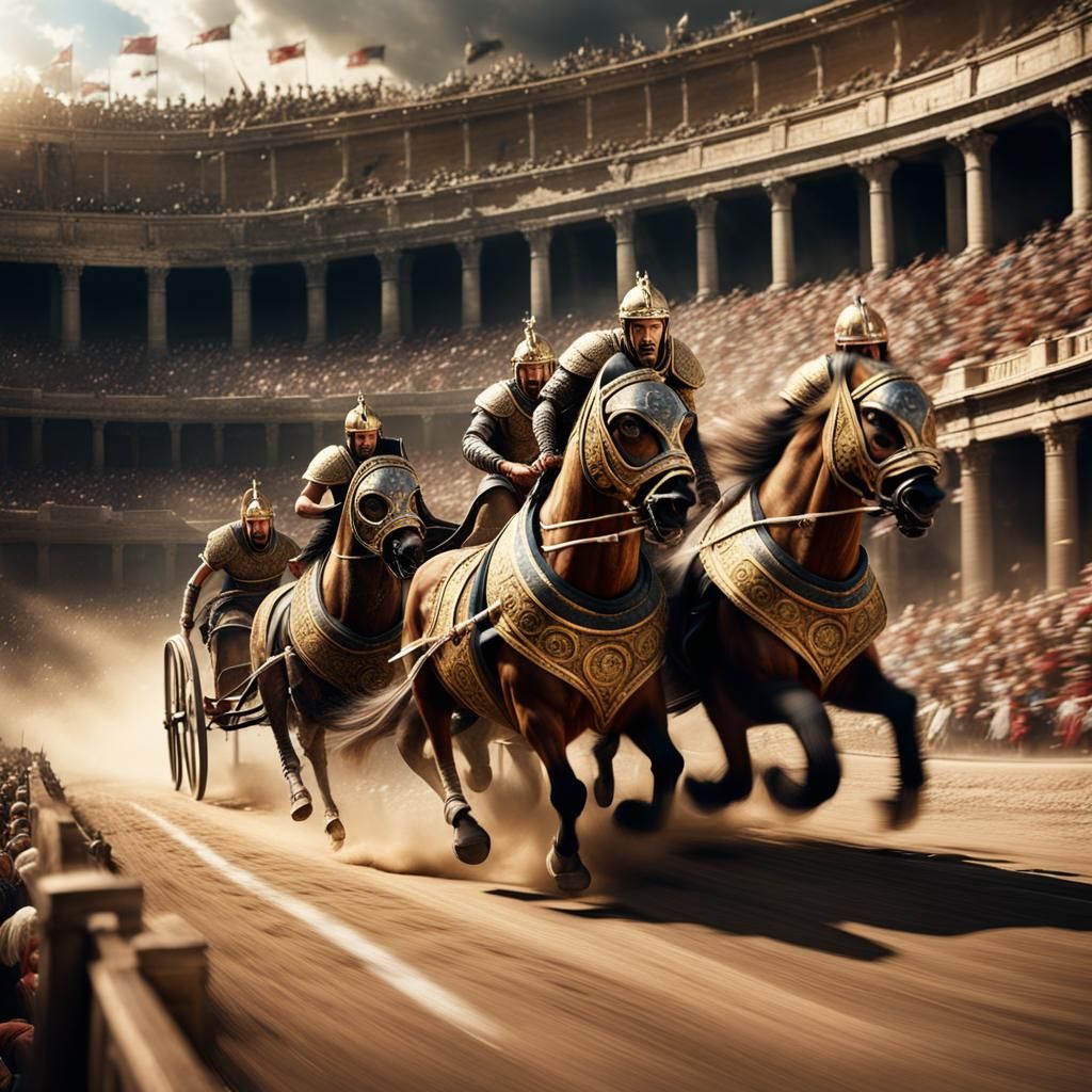 Chariot Race at the Colosseum: Epic Digital Painting