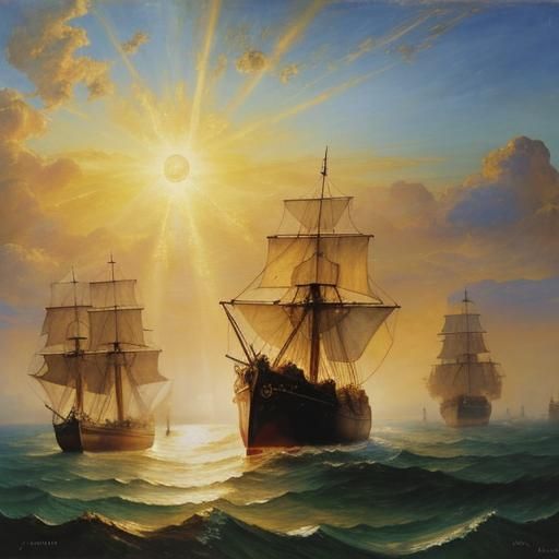 Spanish Armada Painting in the Style of Turner