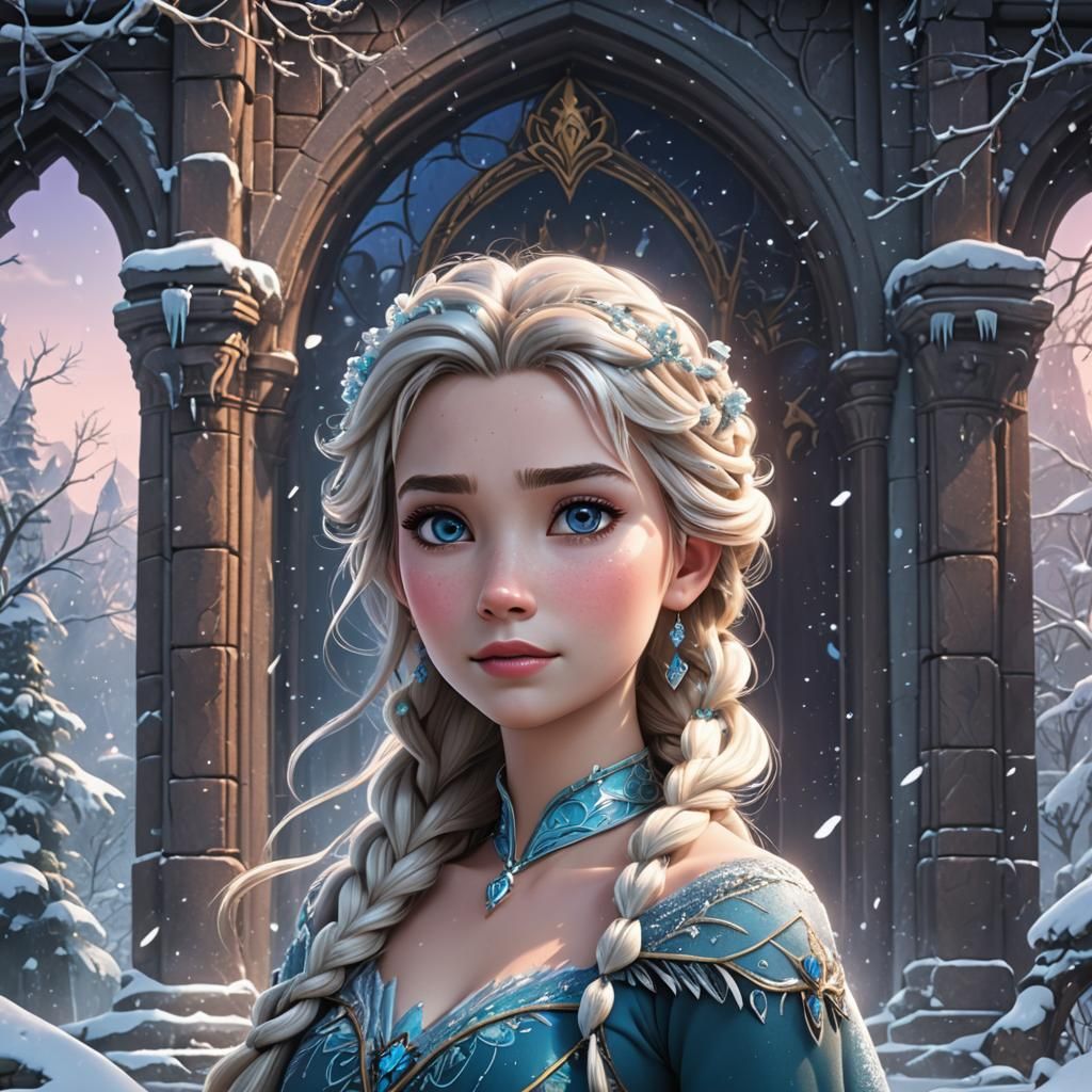 Princess Elsa in Manga Style: Detailed Matte Painting