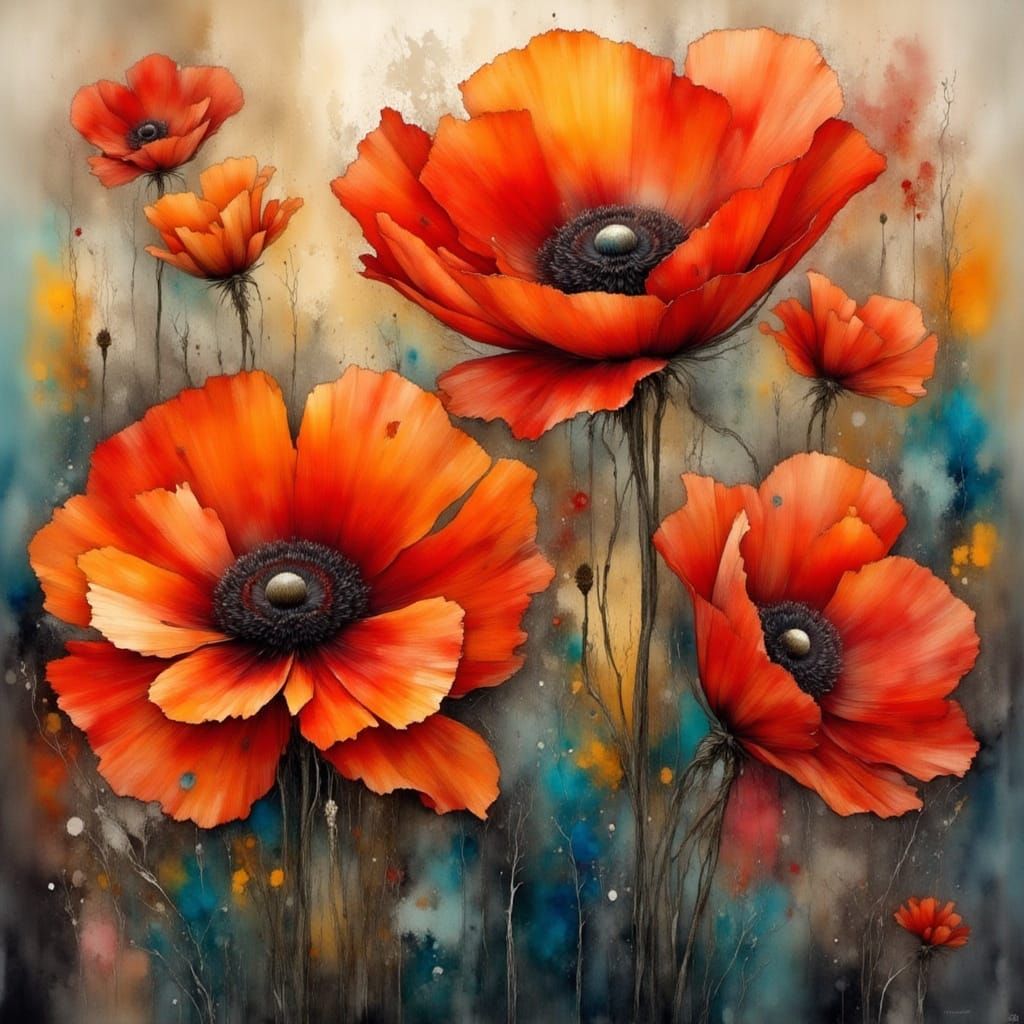 Poppies in the Style of Georgia O'Keeffe
