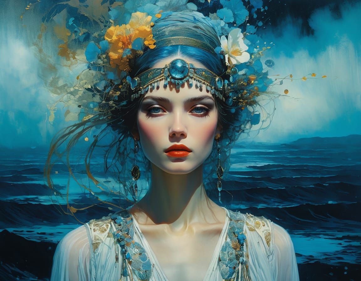 Surreal Oceanic Dreamscape in Vibrant, Dreamy Light