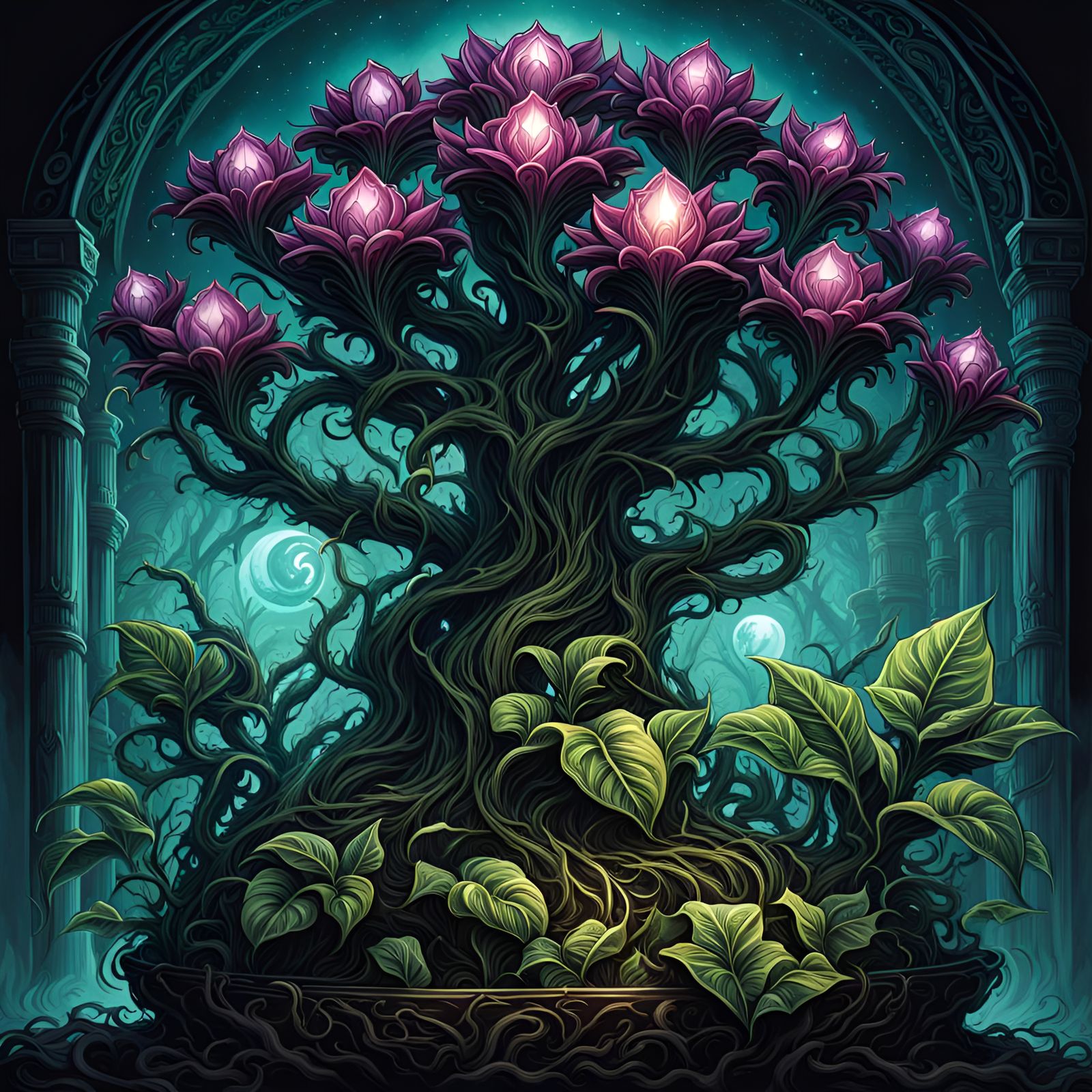 Crystal Mandragora Plant in Dan Mumford Style