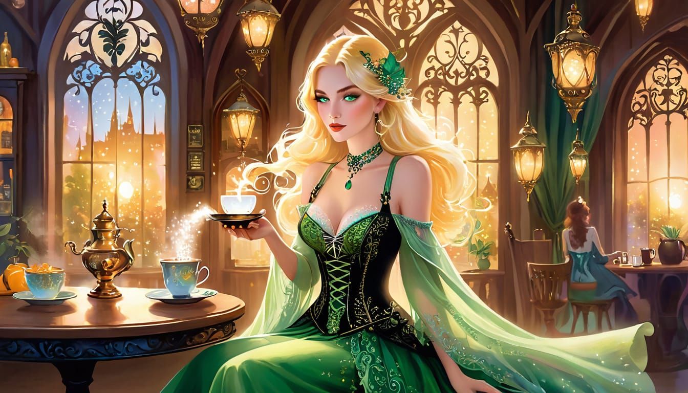 Enchanting Witch in Magic Cafe