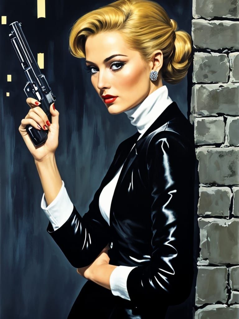 Impressionist Super Spy in Midnight Urban Scene