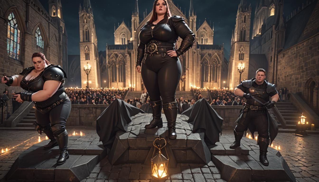 Goth BBW girls and a boy inspired on Quake 3 Arena