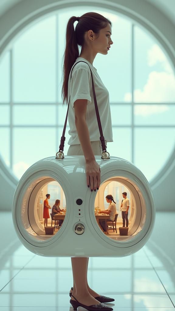 Futuristic Pod Home Inside Oversized Handbag