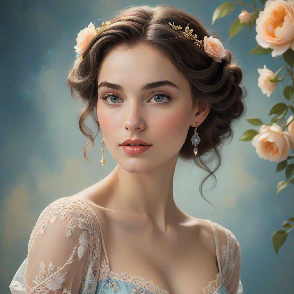 Ethereal European Beauty in Painterly Digital Art
