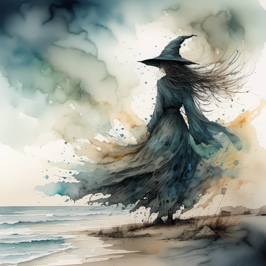 Witch on a beach