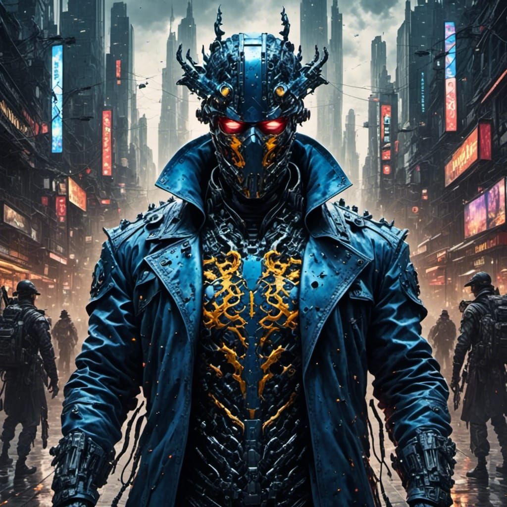 Abstract Rorschach Inkblot in Glitch Pop-Art Style