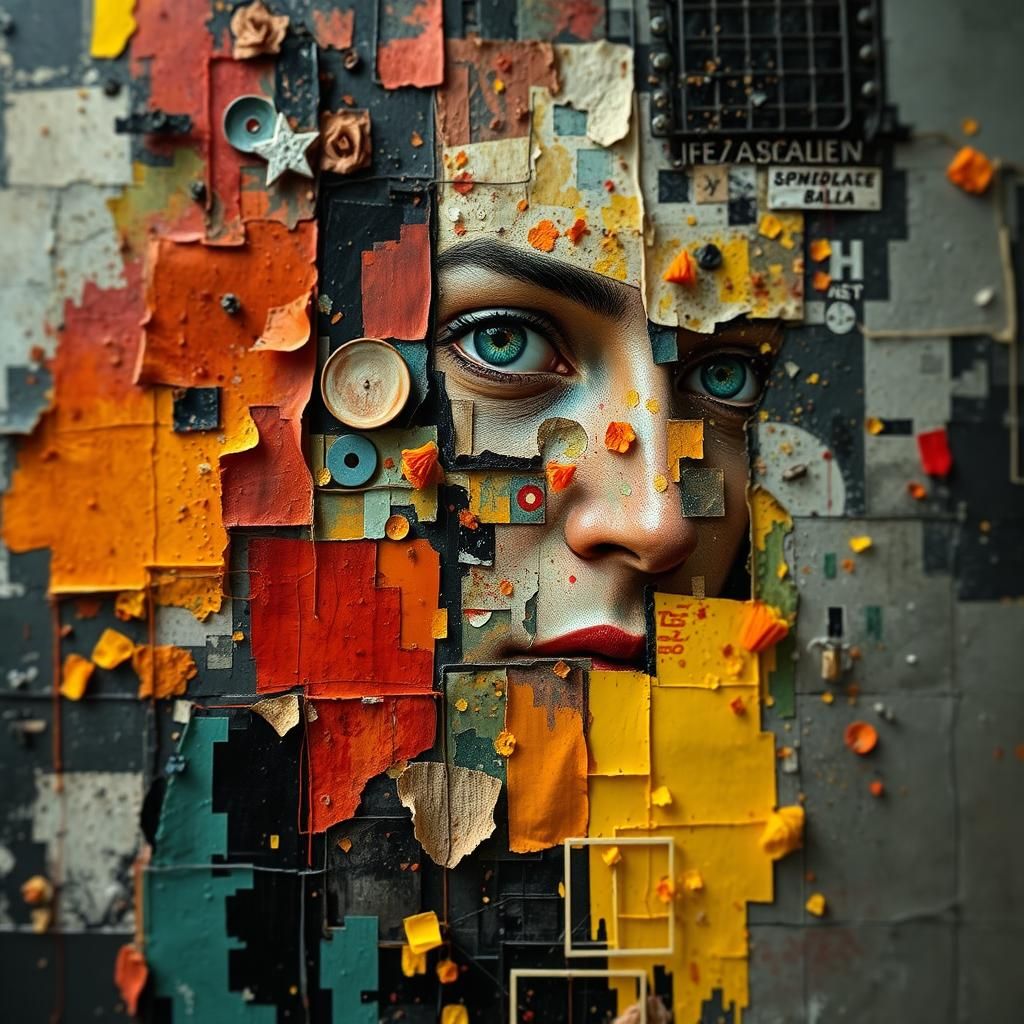 AI-Generated Mixed Media Painting with HDR Details