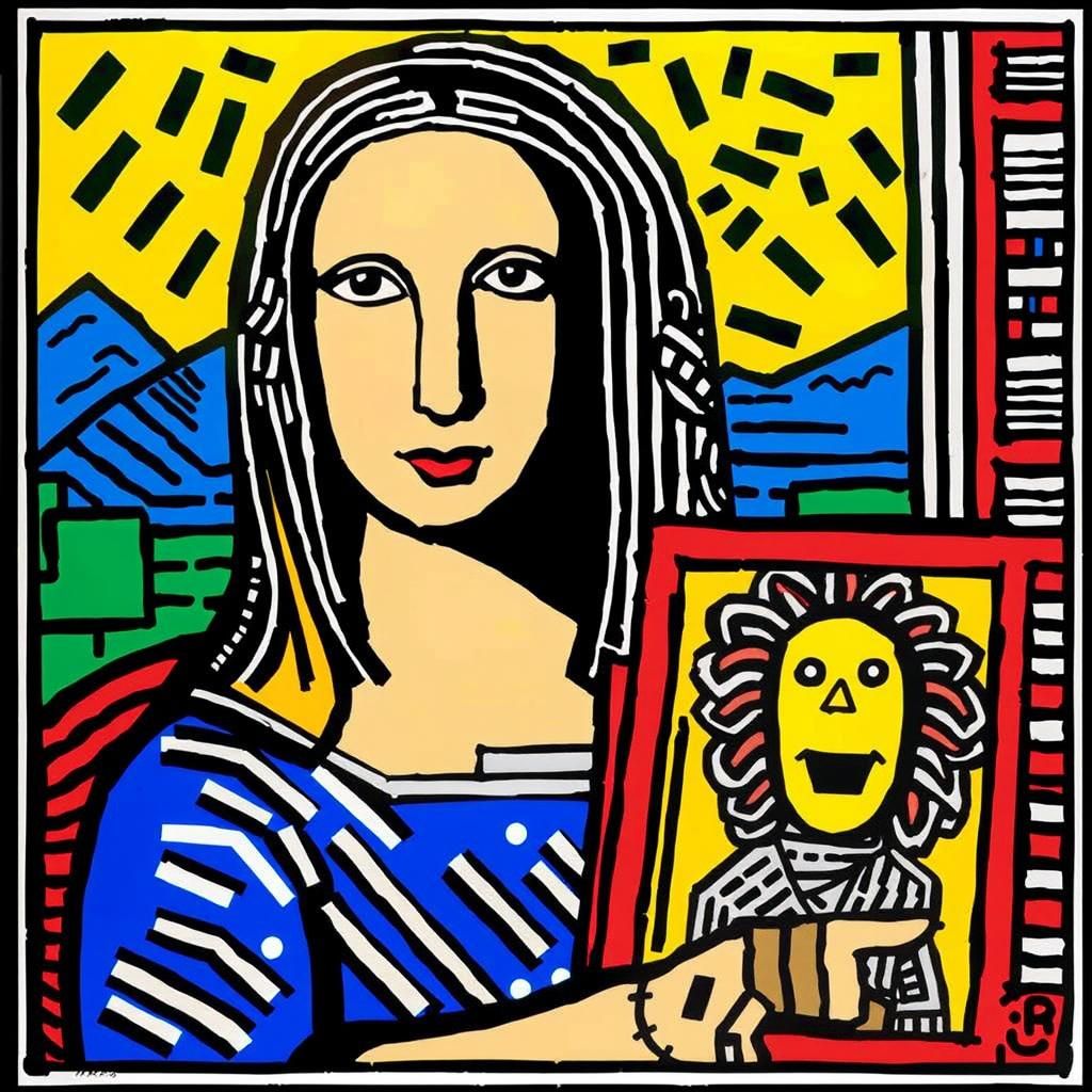 Mona Lisa in Keith Haring Pop Art Style