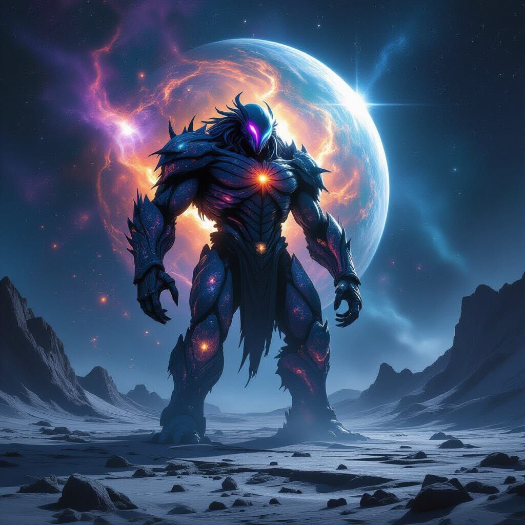 Colossal Alien Warrior in Cosmic Style