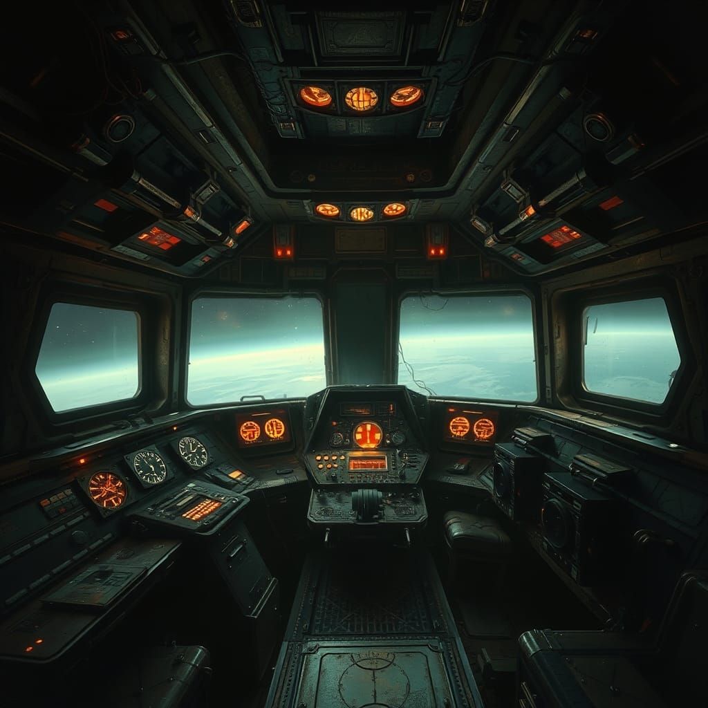 Ominous Spaceship Cockpit in Gothic Style