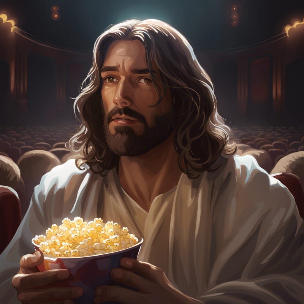 Jesus Christ at the Cinema: Detailed Digital Portrait