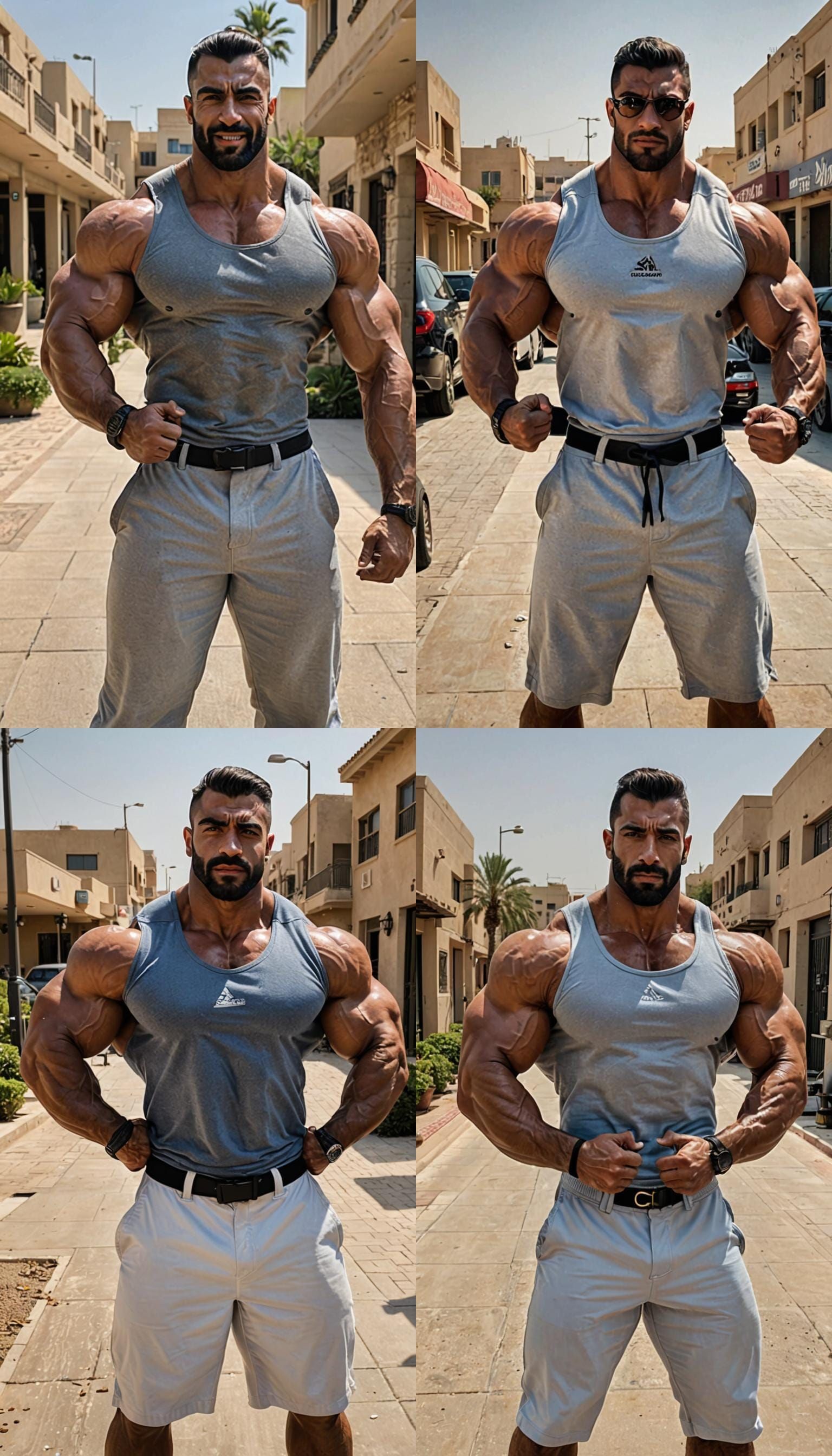 Arab Bodybuilder Flexing Massive Muscles