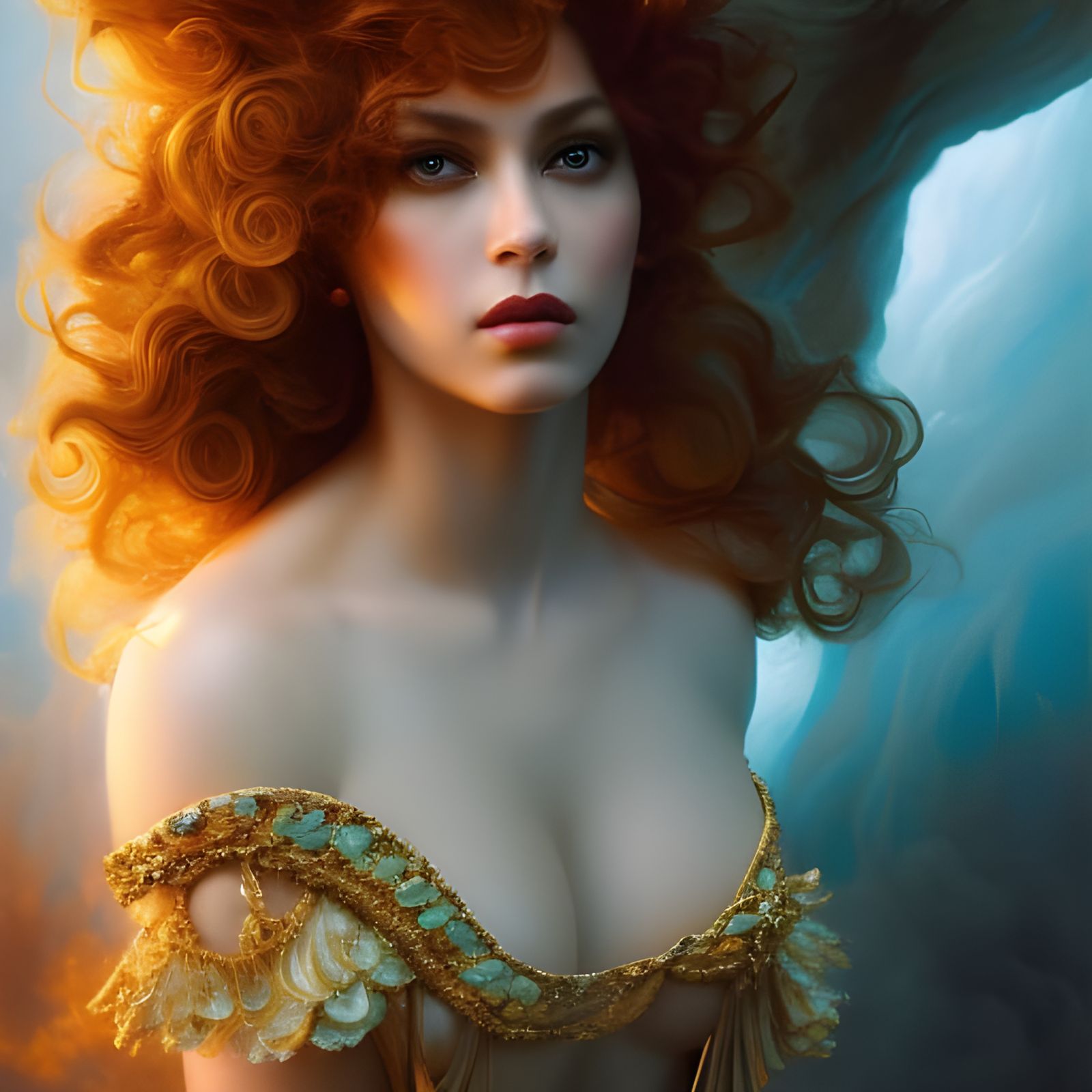 Aphrodite as Voluptuous Pinup in Greek Temple