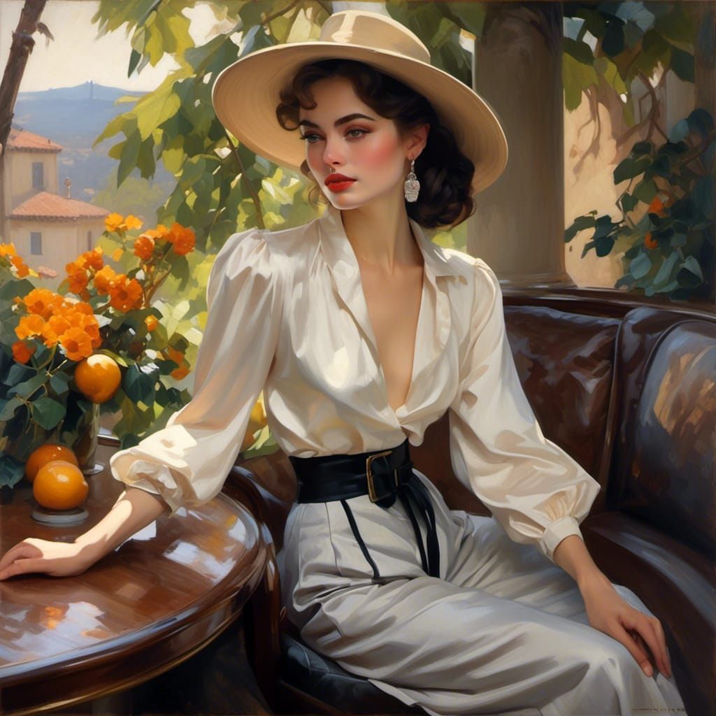 Black Hair Woman on Miami Beach at Sunset