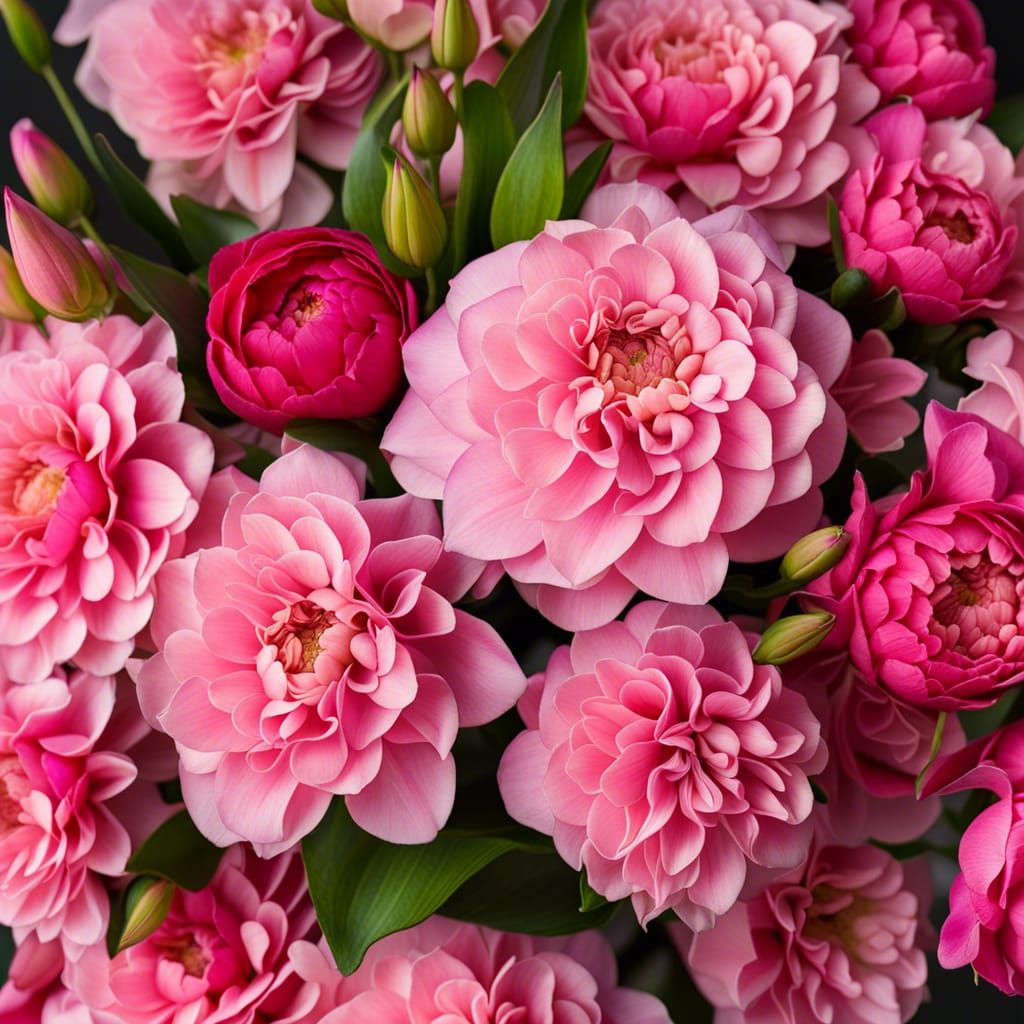 Lush Garden Bouquet of Blooming Pink Flowers