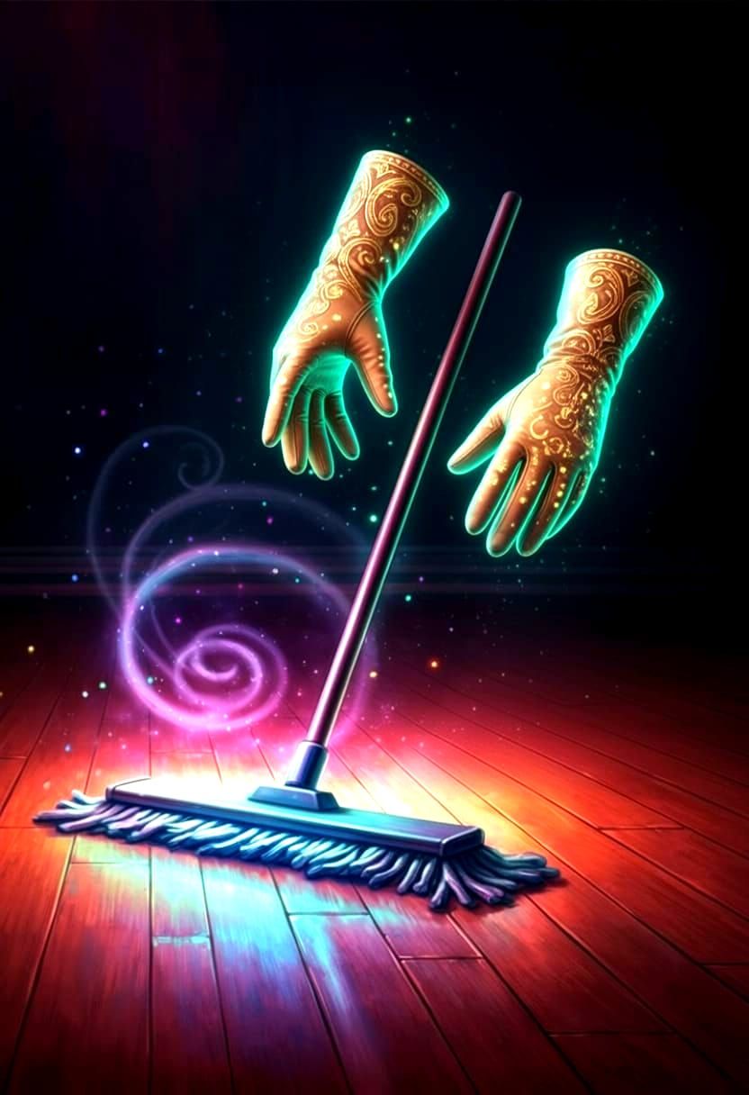 Magic Gloves Mopping Floor in Romantic Style