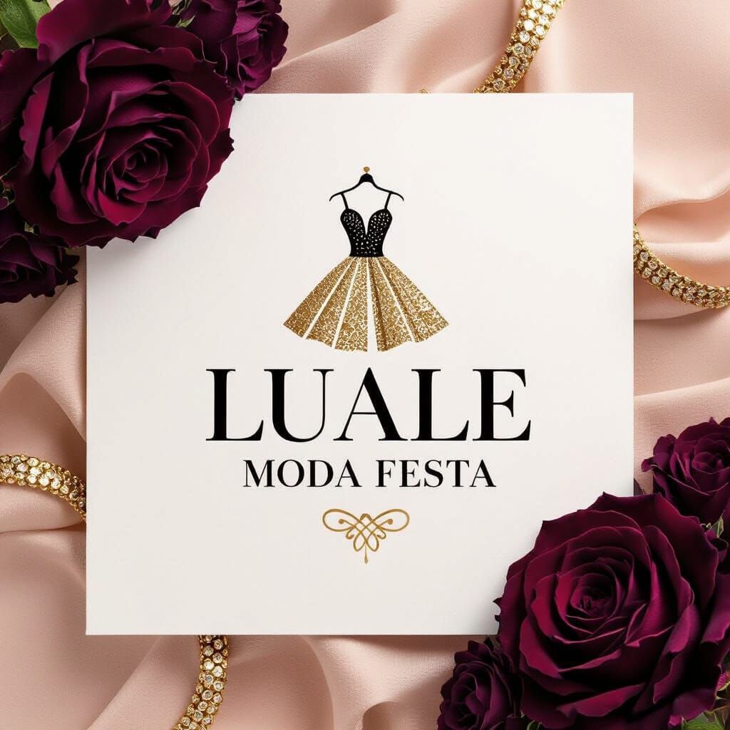 Luale Moda Festa: Elegant Logo with Stylized Party Dress
