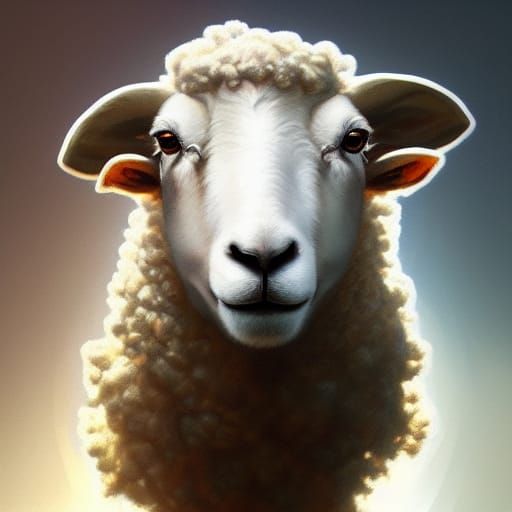 Hyperdetailed Sheep Portrait in Digital Art Style