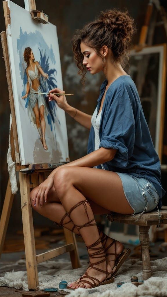 Ancient Greek Goddess Depicted in Hyperrealistic Painting St...