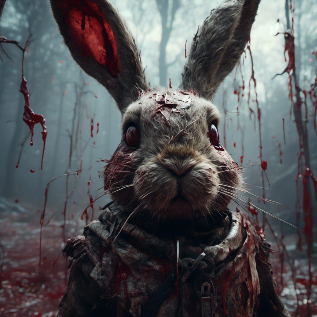 Killer Animatronic Rabbit: Hyperrealistic 3D Rendering
