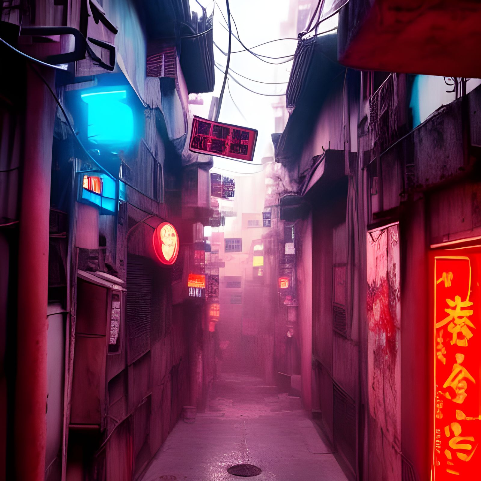 Cyberpunk Alley in Kowloon Walled City