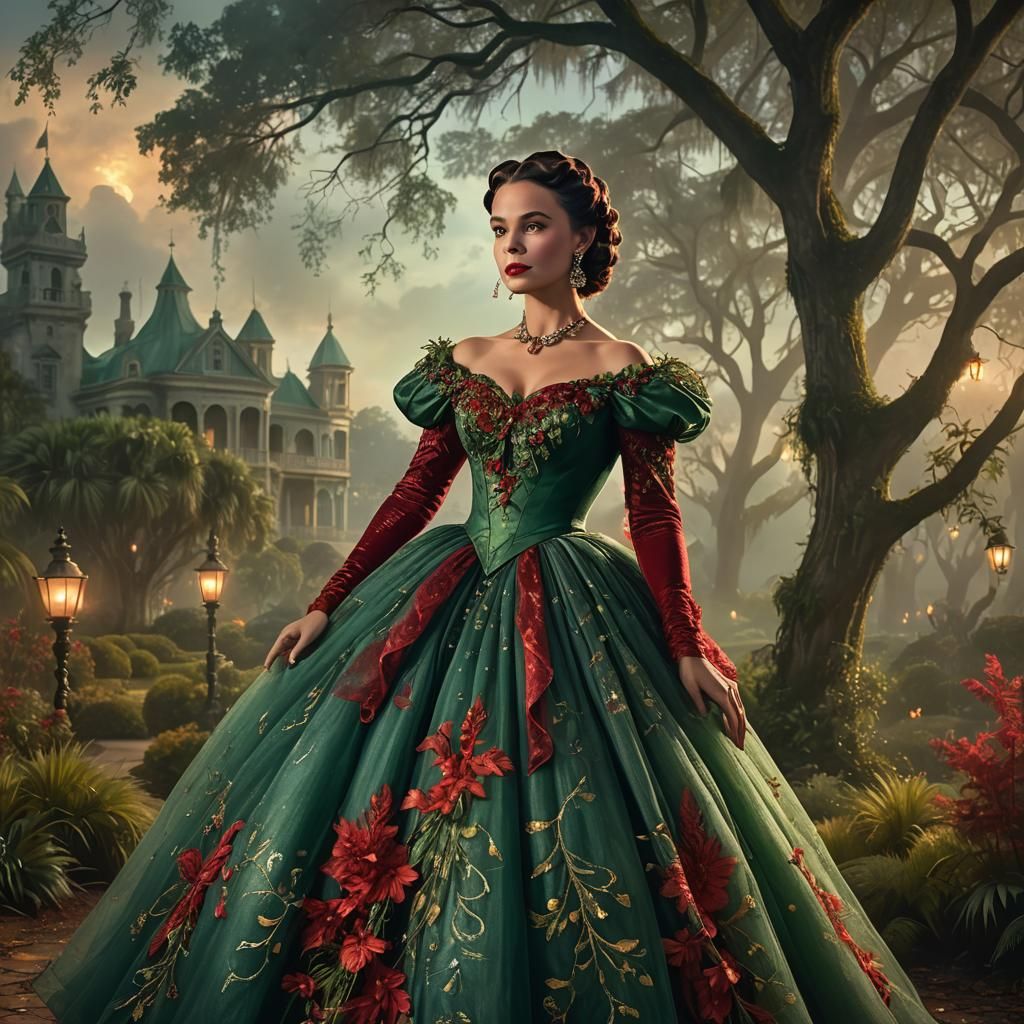 Scarlett O'Hara in Mystical Southern Landscape