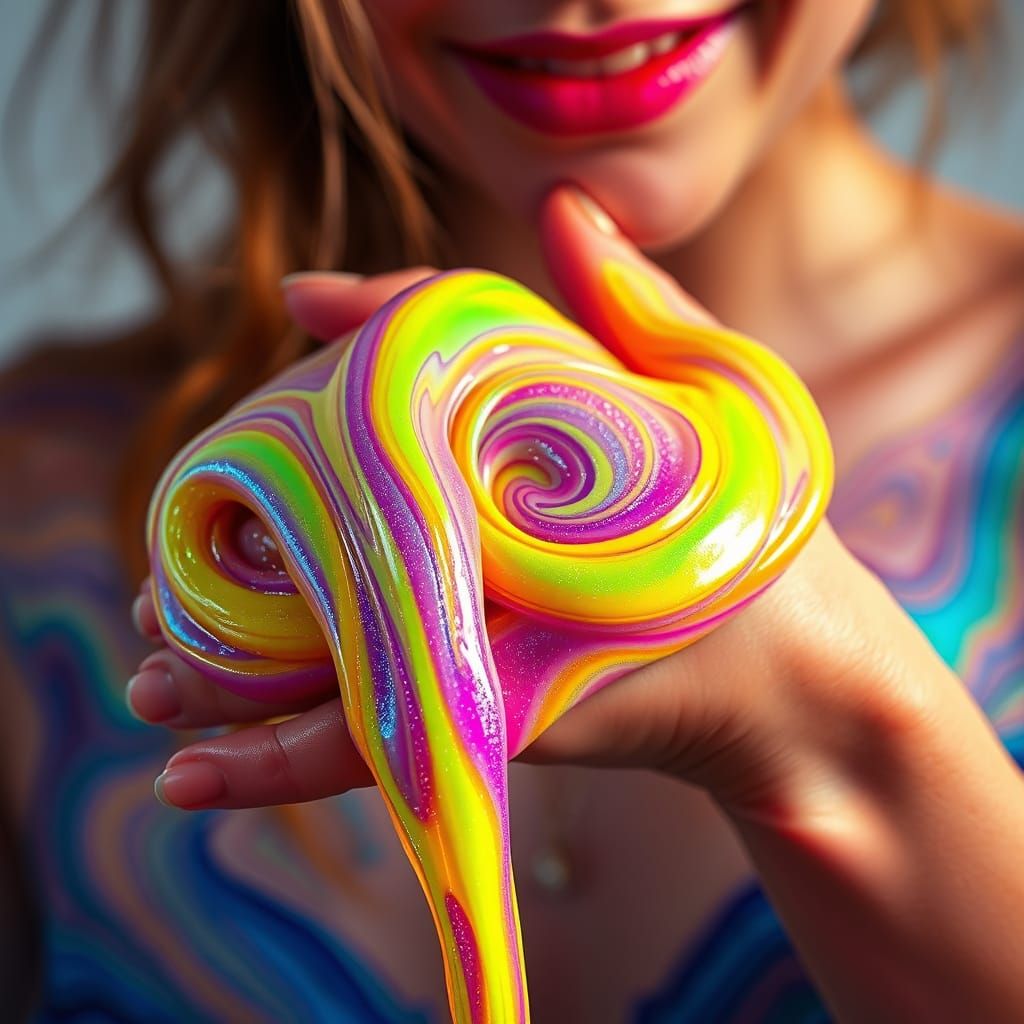 Glowing Slime on a Woman's Hand