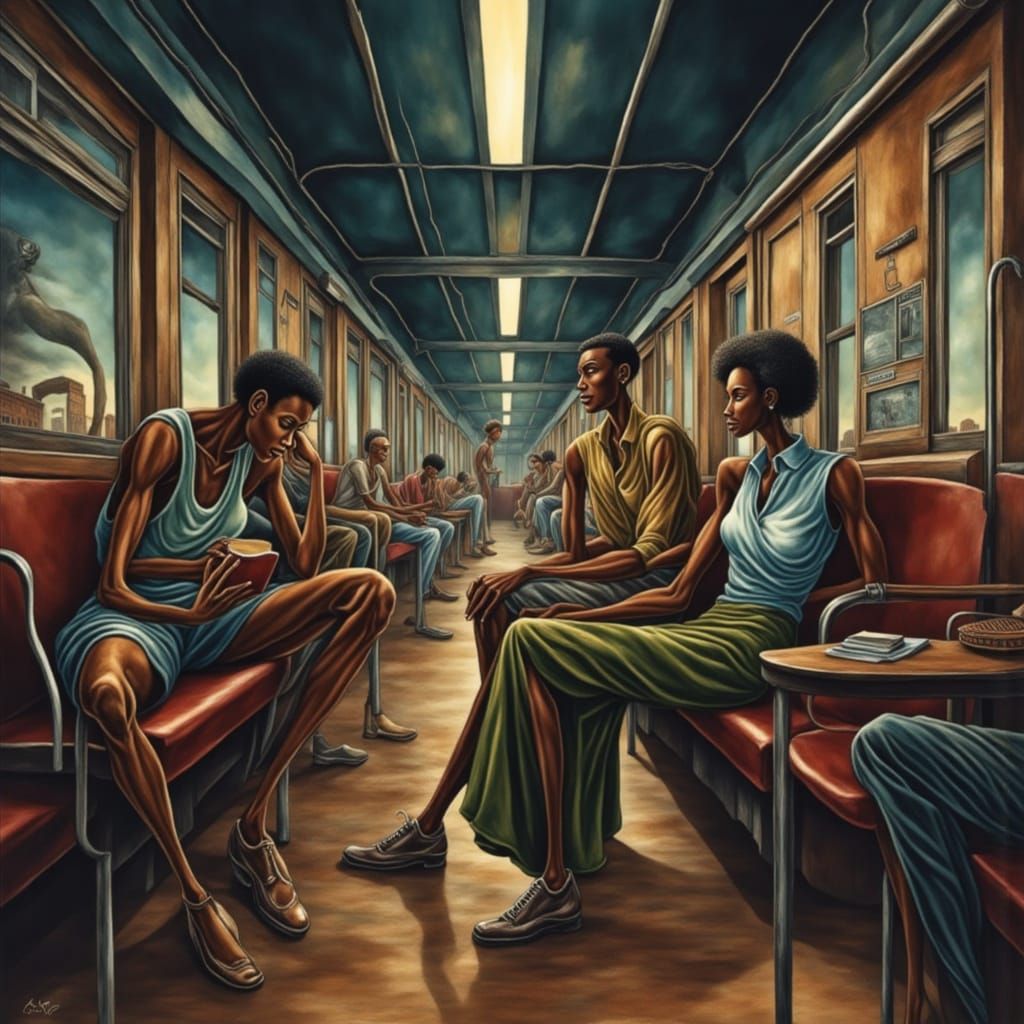 Black Woman Awaits Midnight Train to Georgia Illustration
