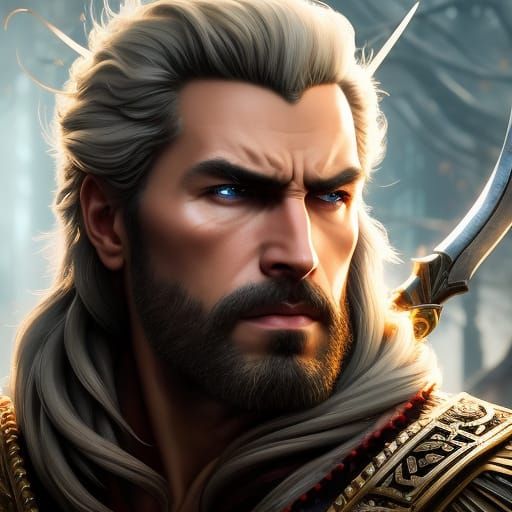 Fantasy Barbarian Portrait in High Detail