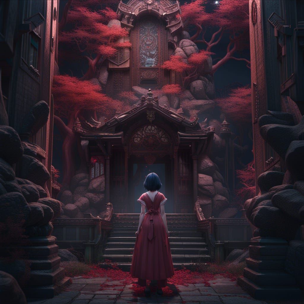 Yandere Character in Detailed Matte Painting
