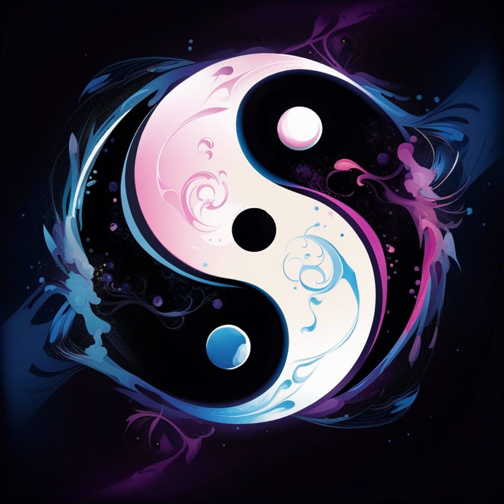 Yin and Yang Concept Art in Watercolor Style