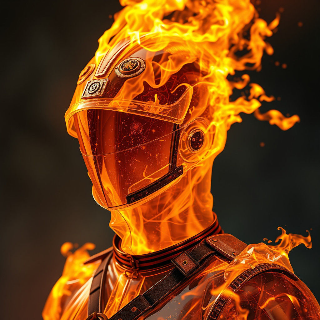 Intricate Transparent Battledress Made of Fire