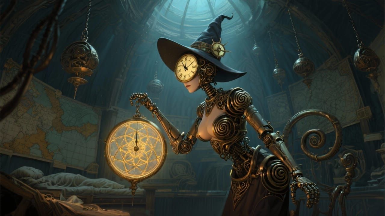 Mechanical Figure in Time Chamber with Floating Kaleidoscope