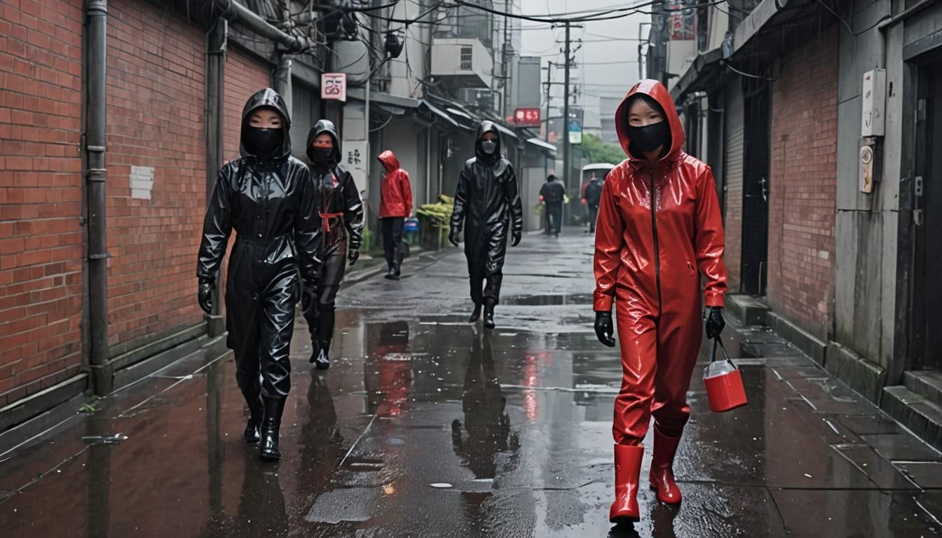 Cyberpunk Goddess in Neo-Tokyo Monsoon Alley