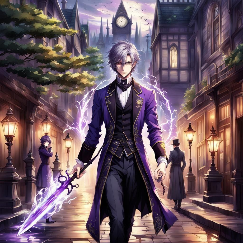 Elvish Assassin Butler with Energy Blade in Anime Style