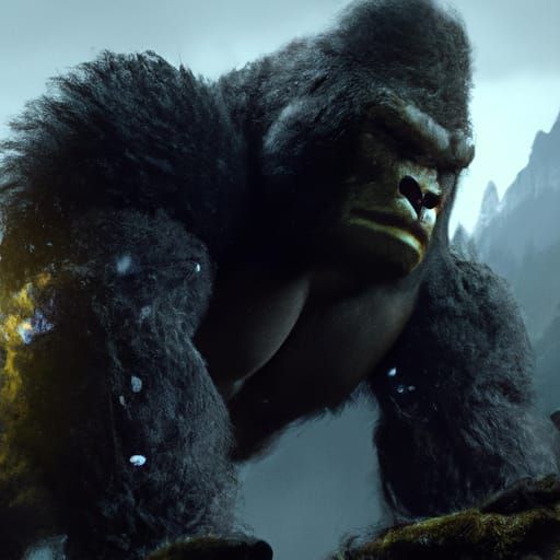 Armored Gorilla Bloodshed in Dark Fantasy Style