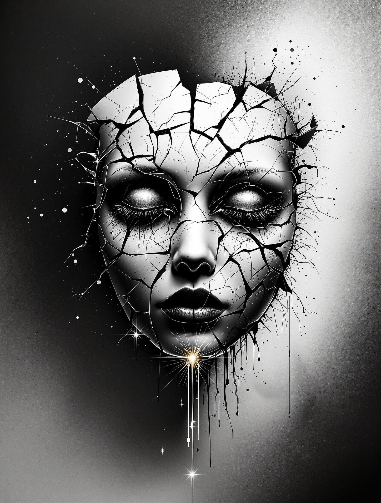 Ethereal Fragmentation in Dark, Haunting Beauty