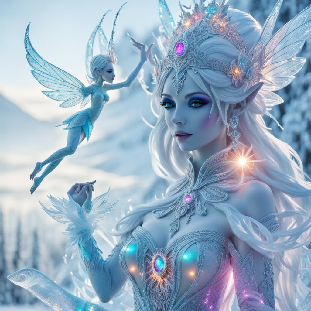 Ice Fairy Conjuring Bioluminescent Sculpture