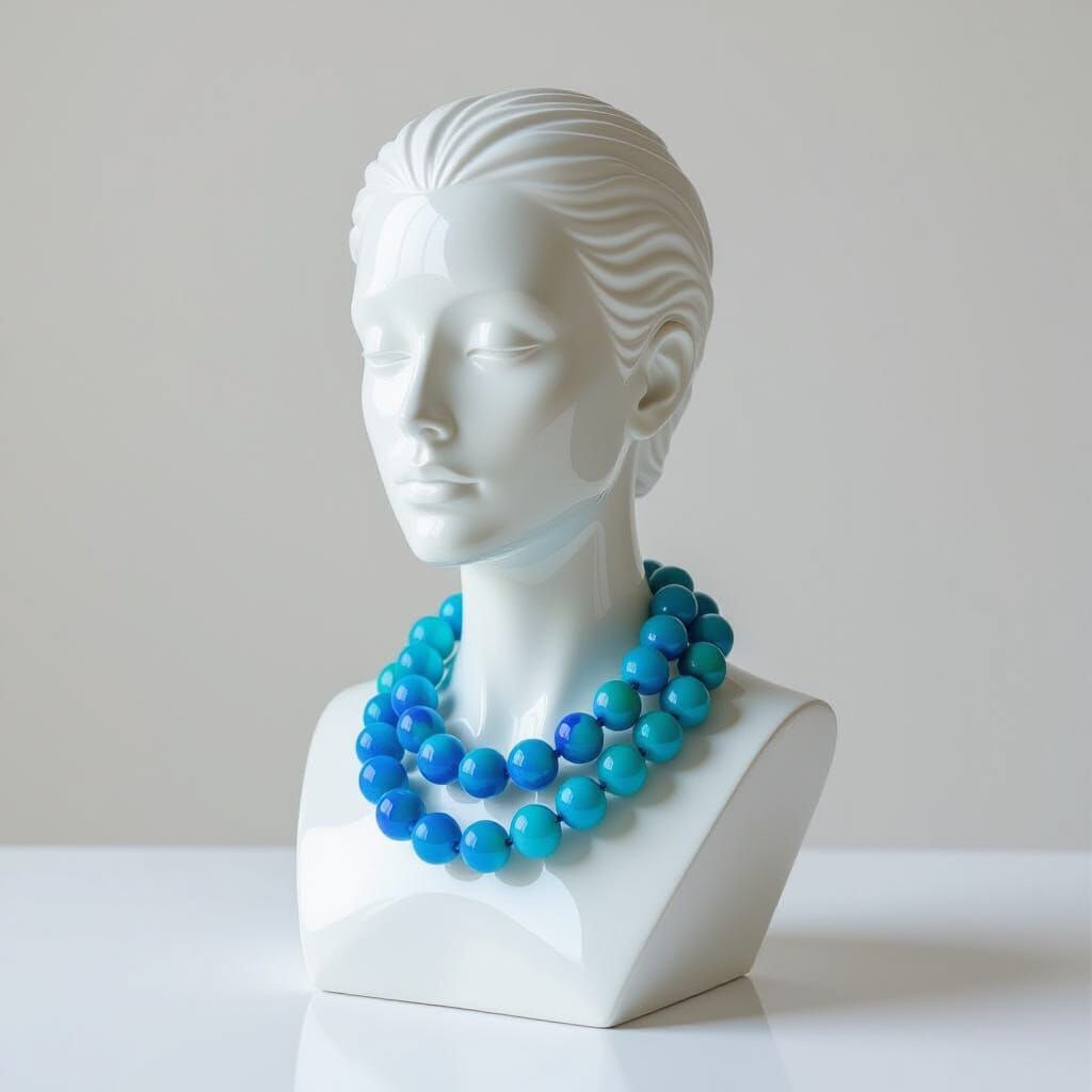 Radiant Blue Papagoite Bracelet on Mannequin Bust