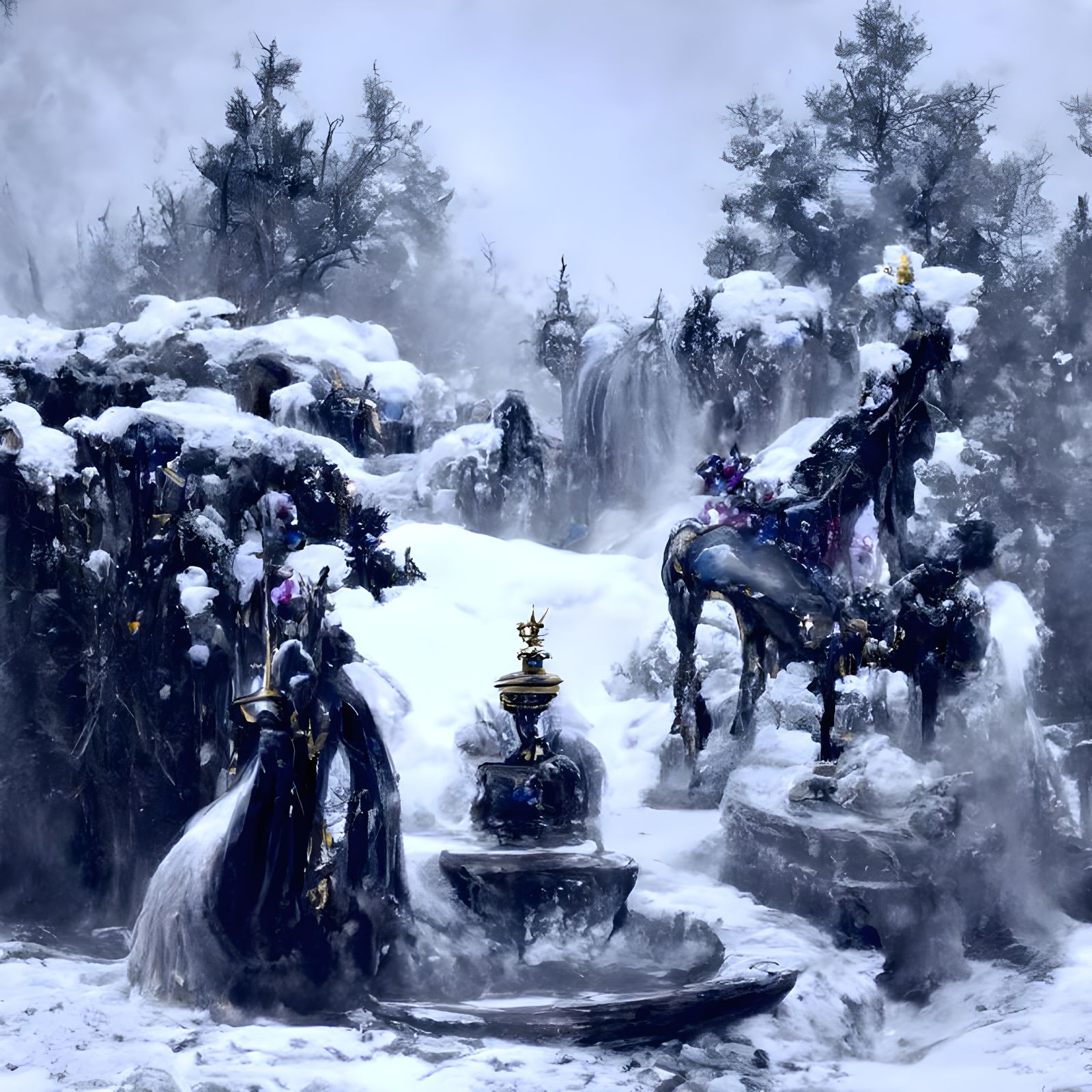 Snow Queen Rides Through Winter Valley