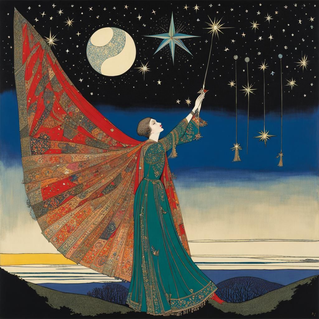 Woman Reaching for a Star: Clarke-esque Illustration