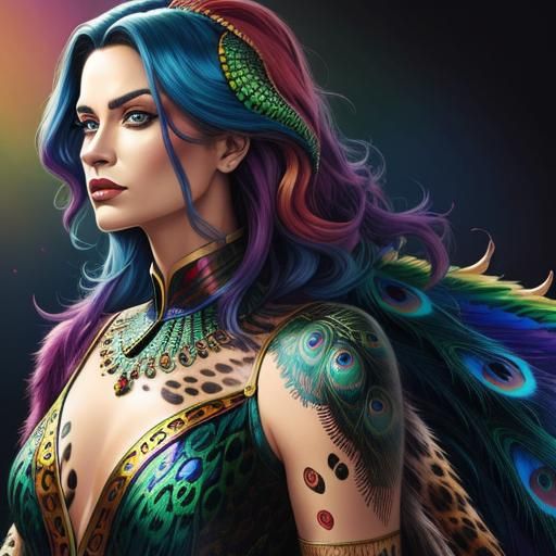 Woman with Rainbow Scales in Comic Book Art